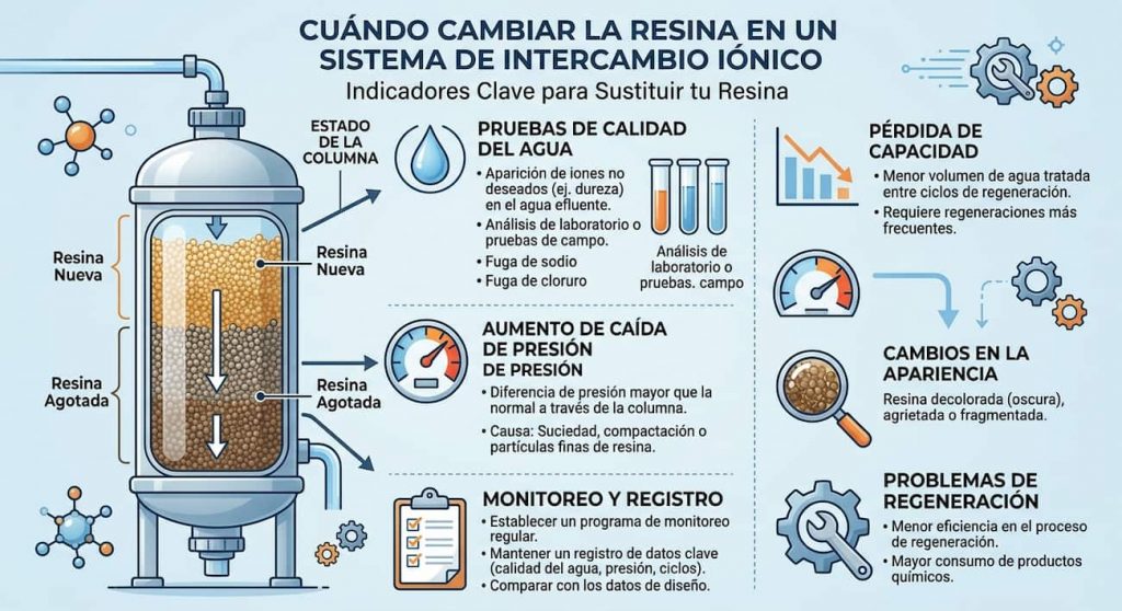 cambiar la resina en un sistema de un intercambio iónico
