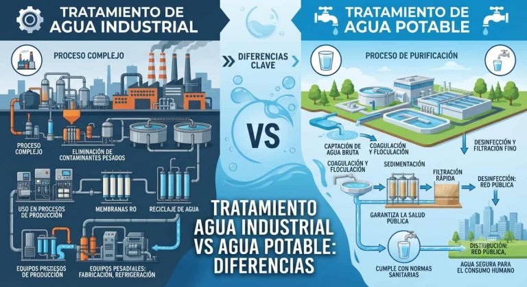Tratamiento agua industrial vs agua potable diferencias