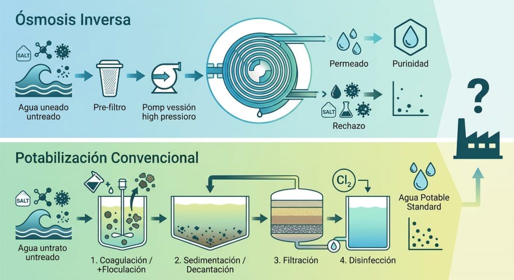 Ósmosis inversa vs. potabilización convencional