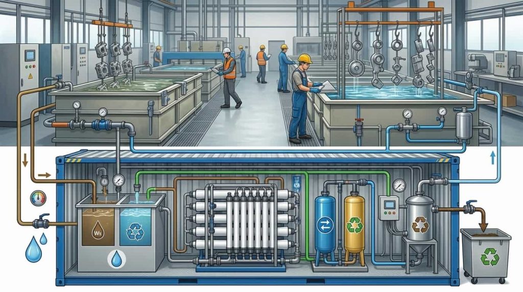 Tratamiento de agua en galvanotecnia y tratamiento de superficies
